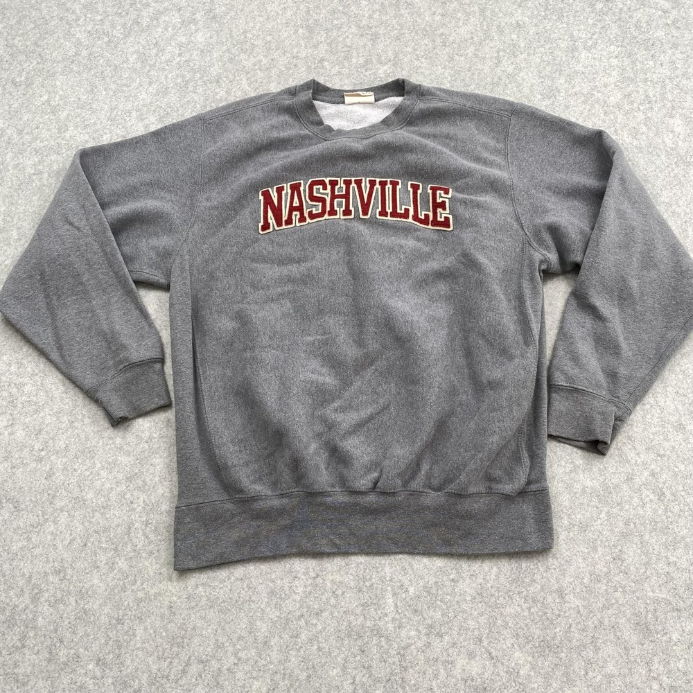 MV Sport Sweatshirt Mens Medium Gray Nashville Pro-Weave Crewneck Fleece Graphic